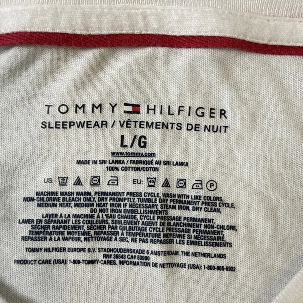 Vintage Men's Tommy Hilfiger Sleepwear Shirt White Graphic‎ Size L